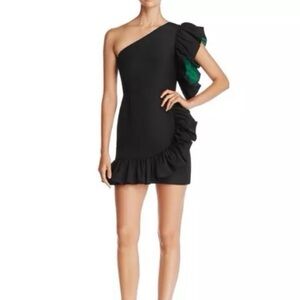 Sandro Paris Black Kemila Asymmetric Ruffle Cocktail Dress - Size 2